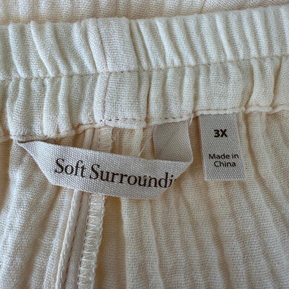 Soft Surroundings Key Biscayne Gauze Pants Women 3x Ivory Wide Leg Resort - Picture 5 of 7